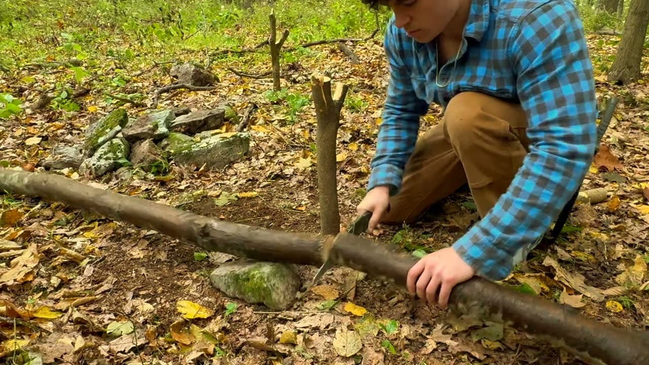 A still from Solo in Pennsylvania: Judson Dunne's camp on a solo overnight trip in a Pennsylvania forest