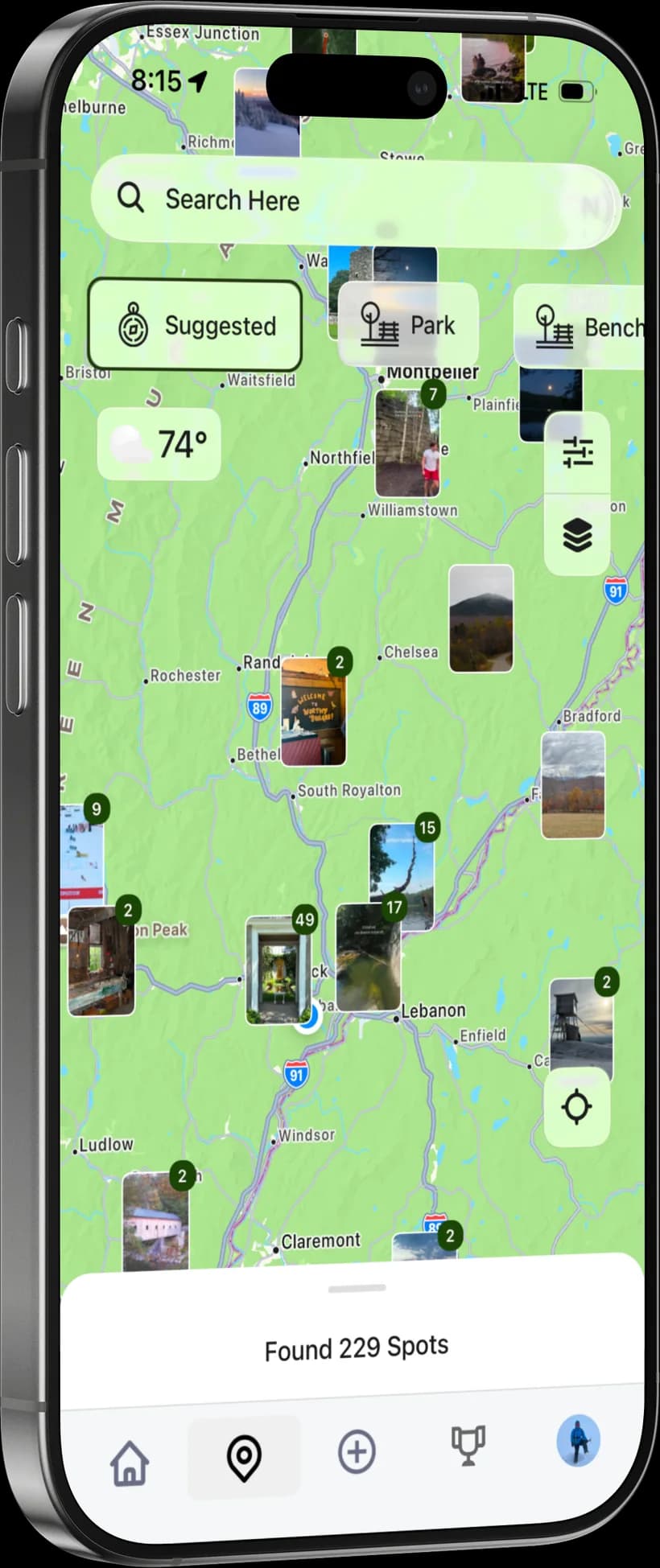 The Locava map screen as it appears on the App Store listing