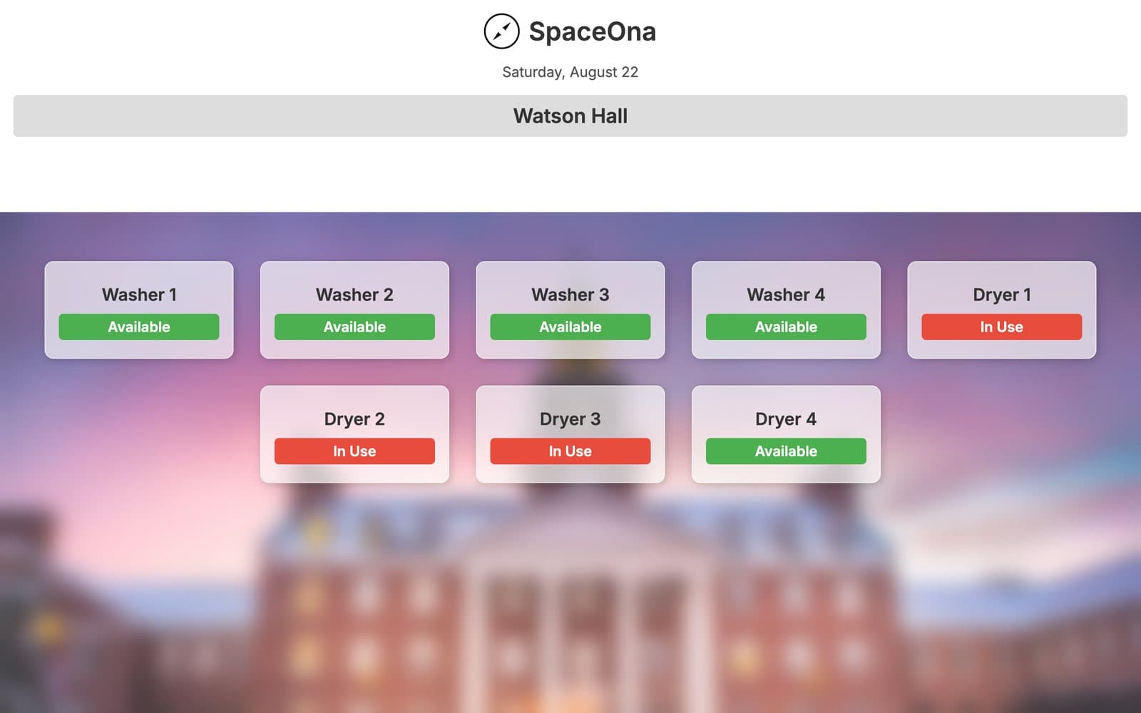 The SpaceOna availability board